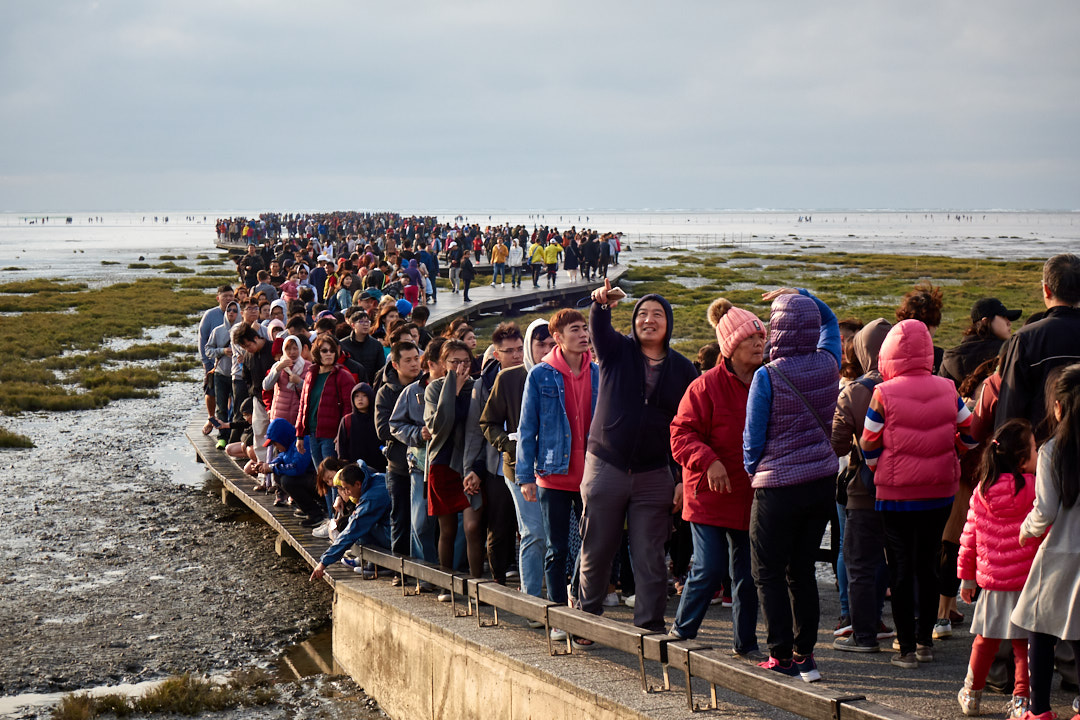 People at Gaomei Wetlands